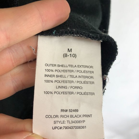 Free Tech Women's Size Medium Rich Black Print Jacket Hood Full Zip Long Sleeves - Picture 12 of 13